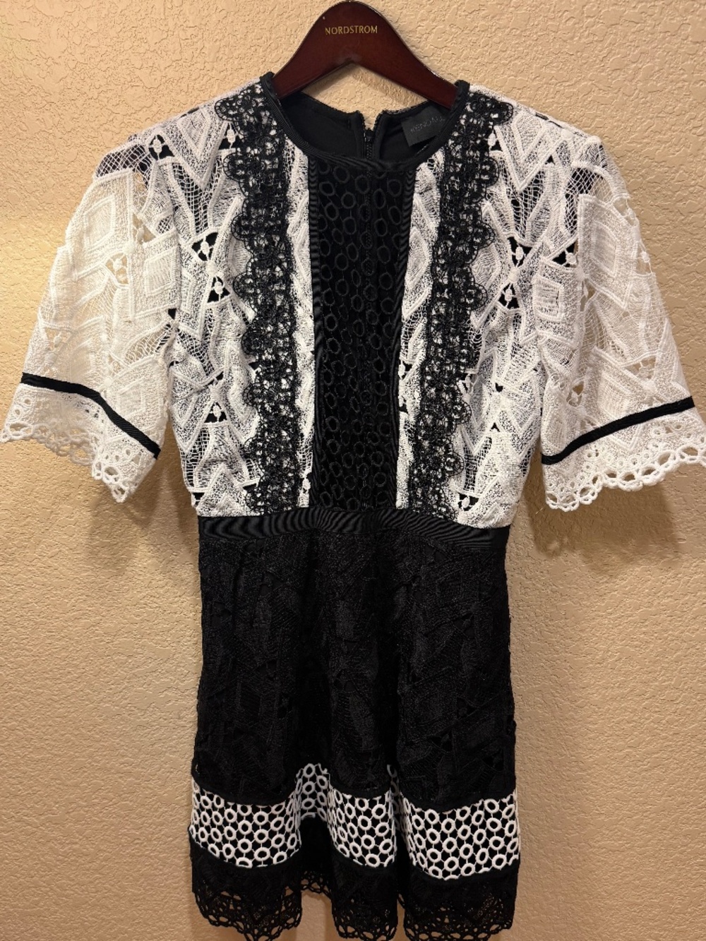 Kendall + Kylie Mixed Lace Colorblock Mini Dress